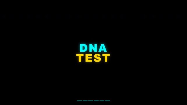 DNA test text animation for genetic ancestry and medical laboratory
