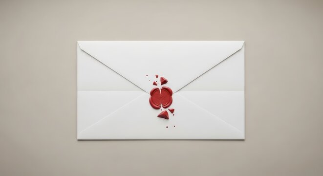 White envelope with red wax seal.