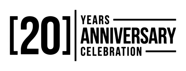 Obraz premium 20 Years Anniversary Celebration Vector Graphic, Twenty Year Milestone Event Icon, Black and White Corporate Milestone Design