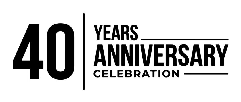 40 Years Anniversary Celebration Vector Graphic, Forty Year Milestone Event Design, Corporate Jubilee Logo Element
