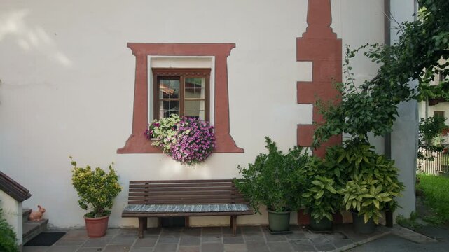 Architecture of traditional houses in Umhausen Austria featuring authentic Tyrolean village charm surrounded by alpine mountains in the Oetz Valley