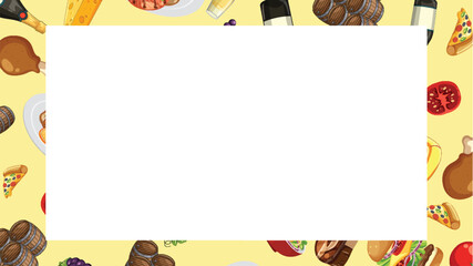 Fototapeta premium Mediterranean Cuisine and Wine Illustration Frame for Menu Design