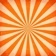 Fototapeta premium Vintage style orange and white sunburst background with distressed texture for retro Halloween graphic design project Happy Halloween
