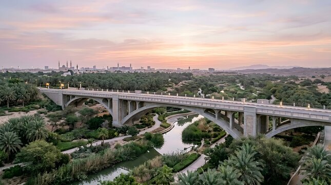 Bridge over Wadi Hanifa in Riyadh at Dawn
