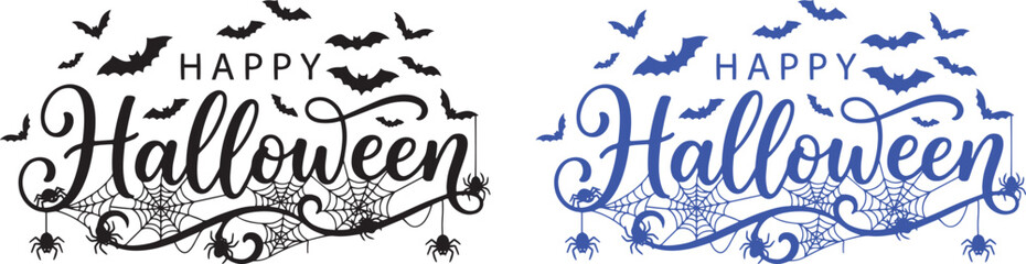 Halloween greeting graphics with bats and spiders © Bright_Canvas