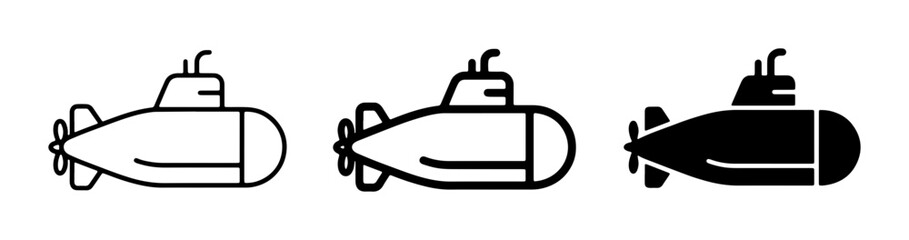 Submarine Icons Set, Underwater Vessel Vector Graphics, Naval Ship Silhouettes for Marine and Military Concepts © Mehedi