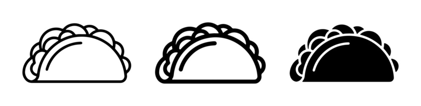 Empanada Icons Set, Simple Line Art and Solid Fill Vector Graphics for Food Branding and Menus