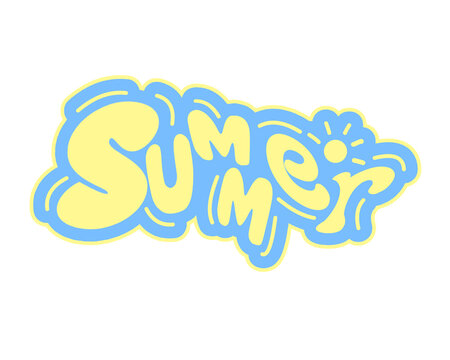 Vibrant groovy summer Typography. Transparent Background PNG. Illustration with handwritten text and sun. Lettering for poster, card, leaflet, banner, party, holiday, Etc