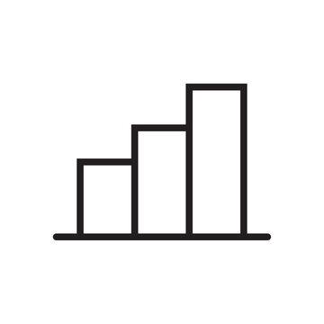 Ascending bar graph icon on a white background representing data visualization and statistical analysis