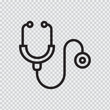 Stethoscope line icon on transparent background a medical instrument for auscultation and healthcare doctor