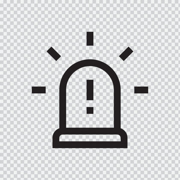 Emergency alert icon with exclamation mark a black silhouette on a transparent background warning
