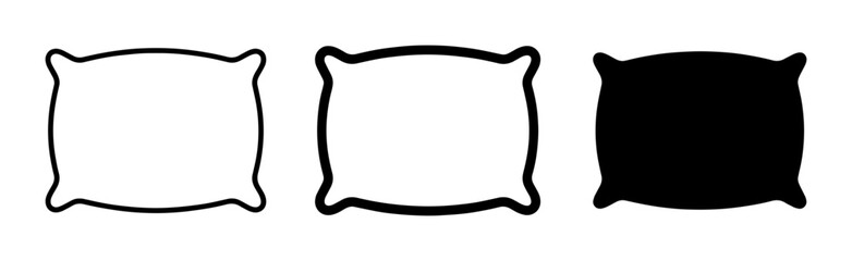 Fototapeta premium Pillow Icons Set: Simple Outline and Solid Black Vector Graphics for Sleep, Comfort, and Bedding Concepts