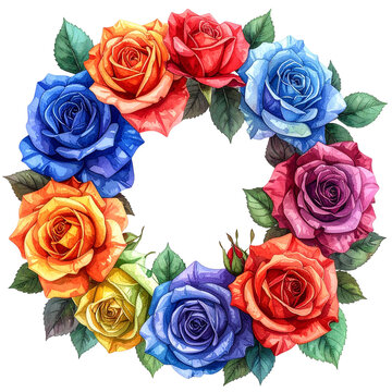 Colorful Rose Flower Wreath Arrangement.