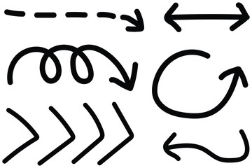 Obraz premium Hand drawn vector arrow graphics set directional indicators flowcharts and presentation elements
