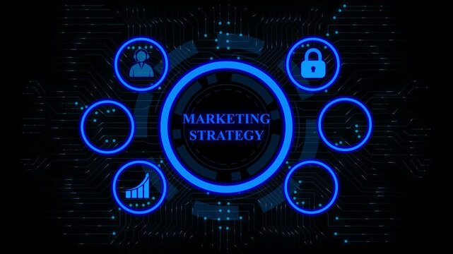 Futuristic digital circuit board with glowing blue concentric circles, Abstract AI data processing and cyber network concept.Innovation design and artificial intelligence visualization.