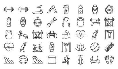Naklejka premium Healthy Lifestyle and Workout Vector Icons