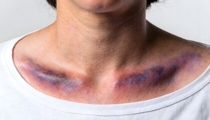 Naklejka premium Detailed skin texture of contusion and bruising on clavicle area.