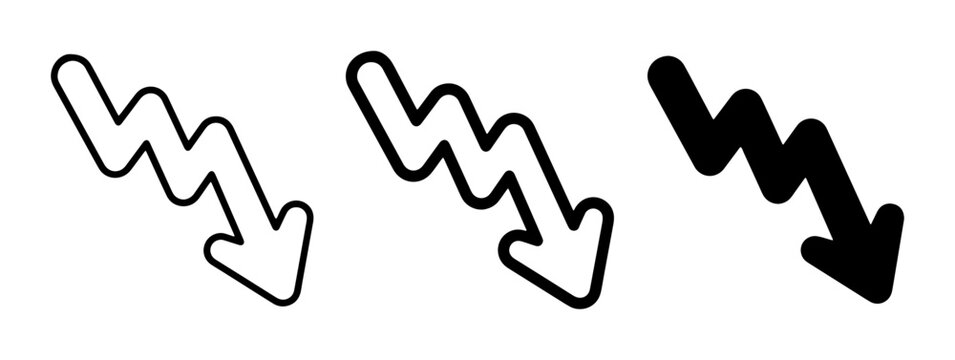 Down Trend Icons, Arrow Symbols, Decline Graphics, Crisis Symbols, Economic Downturn, Financial Loss, Negative Growth
