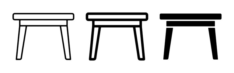 Fototapeta premium Simple Stool Icons, Minimalist Furniture Vector Set, Clean Line Art and Solid Black Illustrations for Design Projects