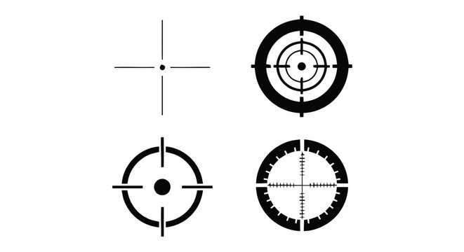 Vector illustration of set of different gun sight crosshair icons on a transparent background