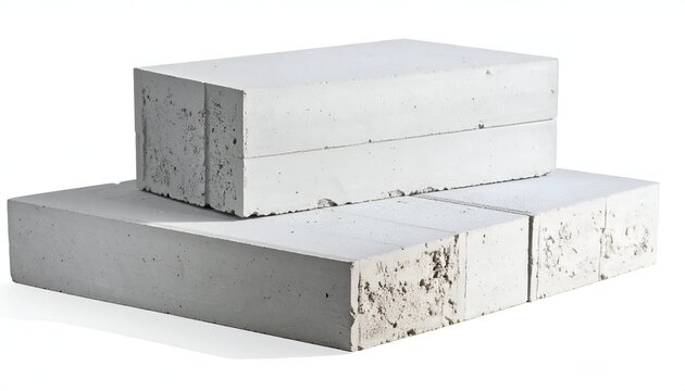 Stack of lightweight autoclaved aerated concrete blocks for construction.