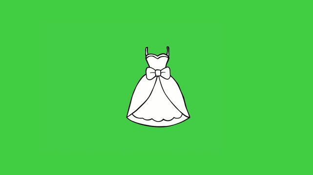 Elegant animated wedding dress doodle overlay with transparent background, perfect for wedding invitation videos, romantic motion graphics, and celebration content.
