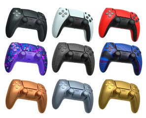 Collection of gaming controllers isolated on white background with clipping path © Vasyl Onyskiv