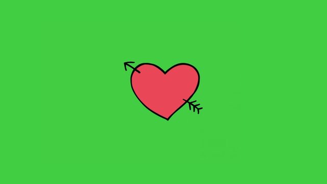 Romantic animated heart and arrow overlay with transparent background, ideal for love-themed videos, wedding edits, Valentine content, and motion graphics.
