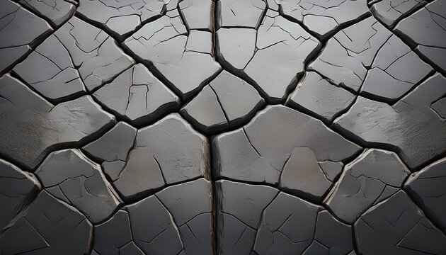 A Symmetrical View Of A Concrete Surface With Cracks And Dark Background On The Top Half Of Image Png