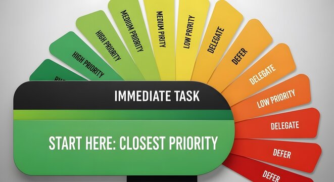 Colorful priority matrix chart for immediate task management workflow