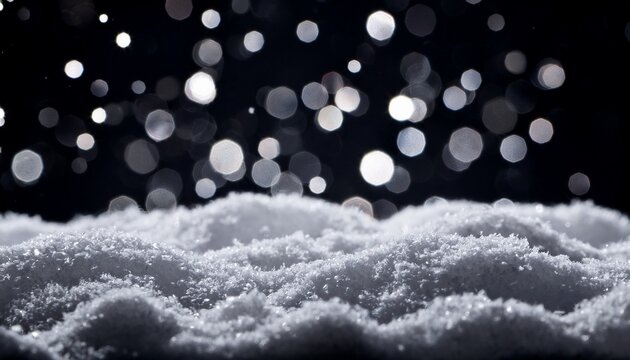 A Bokeh Of White Snow On A Black Background