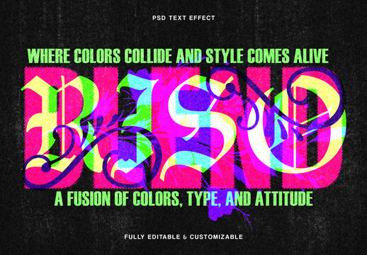 Vibrant Color Blend Text Effect