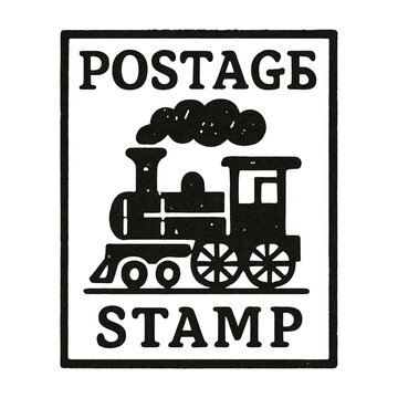 PNG Vintage train postage stamp illustration.