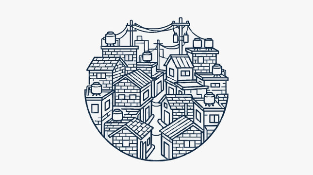 Detailed black and white illustration of a castle fortress.