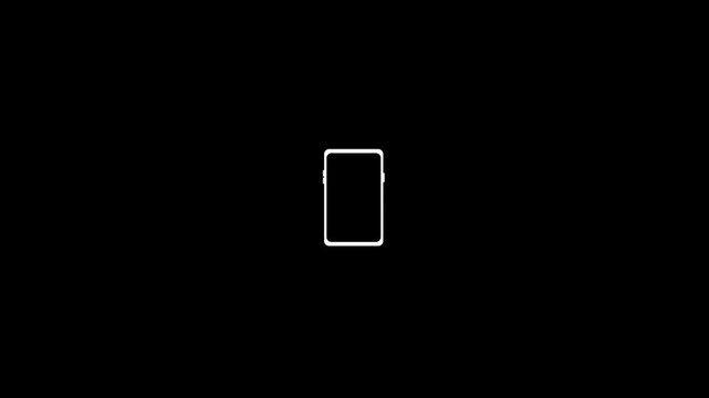 Rotate phone screen animation showing device orientation change. Rotate device icon guides users from horizontal to vertical screen view. Rotate screen instruction helps proper mobile video view