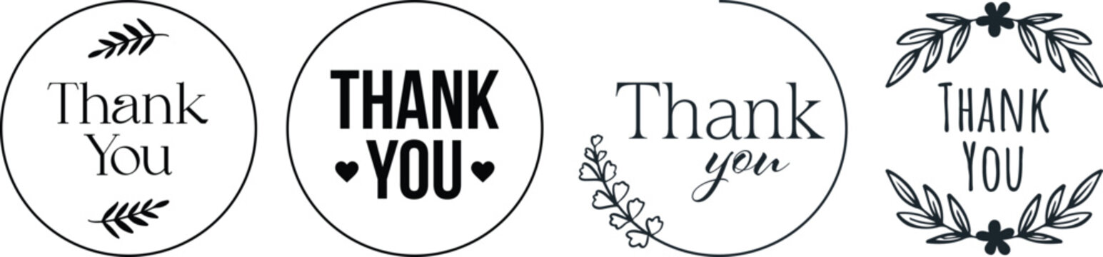 Thank You Typography Vector, Black and White Handwritten Calligraphy Design
