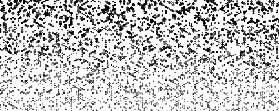 Cybersecurity Background Pattern Texture, Random Hexagon Scatter Dots In Monochrome, Tech Noise BG Backdrop Wallpaper For Privacy, Encryption And Threat Analytics. Vector Illustration