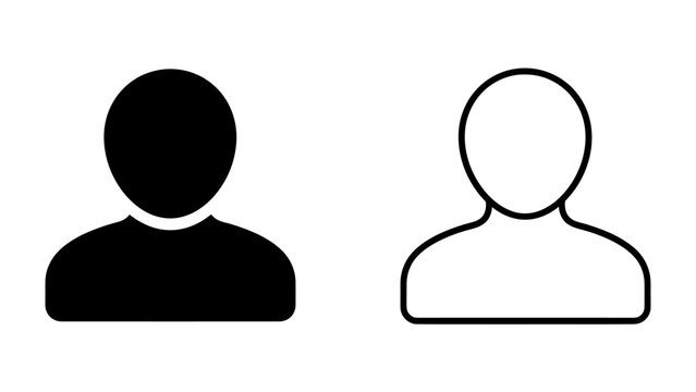 Silhouette Icon: A stark black silhouette icon representing a person stands next to a white outline icon of a person, symbolizing identity, representation, and human presence.