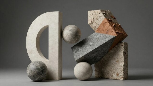 Modern Minimalist Stone Sculptures and Geometric Vases