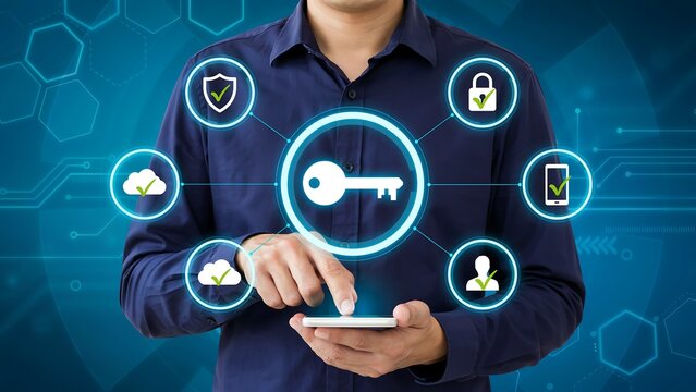 Person Using Digital Security Key Mobile Interface