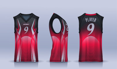 Fototapeta premium Basketball tank top design template, Sport jersey mockup. uniform front and back view. 