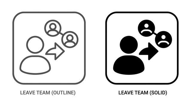 Team Departure Iconography: Two contrasting icons, one outlined and one solid, visually represent the concept of leaving a team or organization.