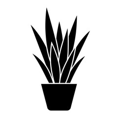 Black plant icon, potted plant silhouette, leafy plant graphic, vector plant illustration © JH Graphics