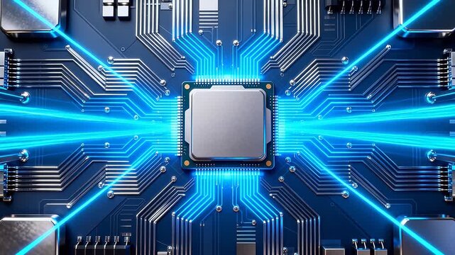 Microchip with glowing circuitry