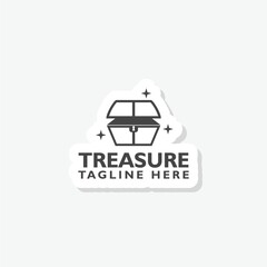Logo treasure chest sticker isolated on gray background © sljubisa