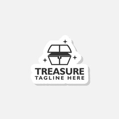 Logo treasure chest sticker isolated on gray background © sljubisa