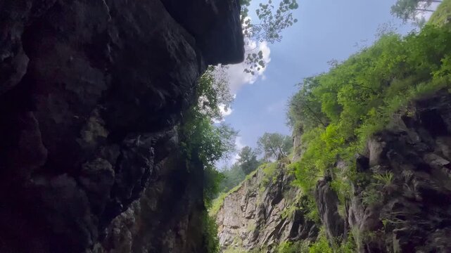 Scenic Rocky Canyon with Hiking Trail and Forest, 360 Degree Nature View in Nathia Gali, Pakistan