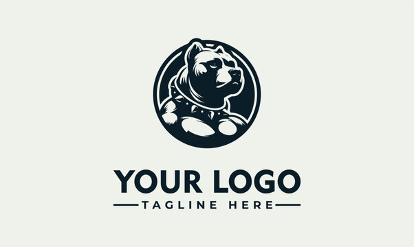 Powerful pitbull mascot vector logo illustration for branding