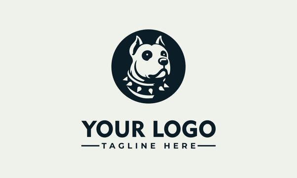 Strong bulldog head emblem vector logo illustration with spiked collar design