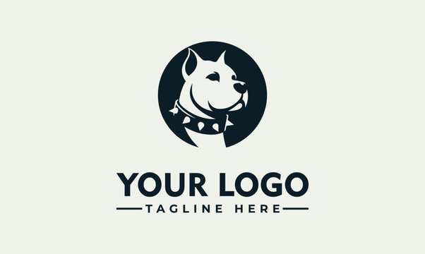 Aggressive Pitbull Dog Head Vector Logo Illustration Design Template